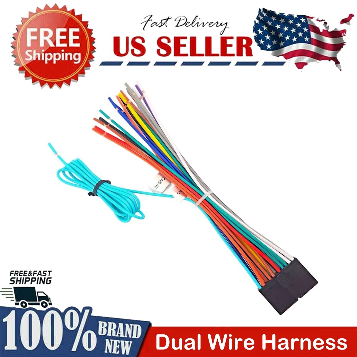 New Wire Harness for DUAL XDVD179BT Car Radio 20 Pin Replacement Part
