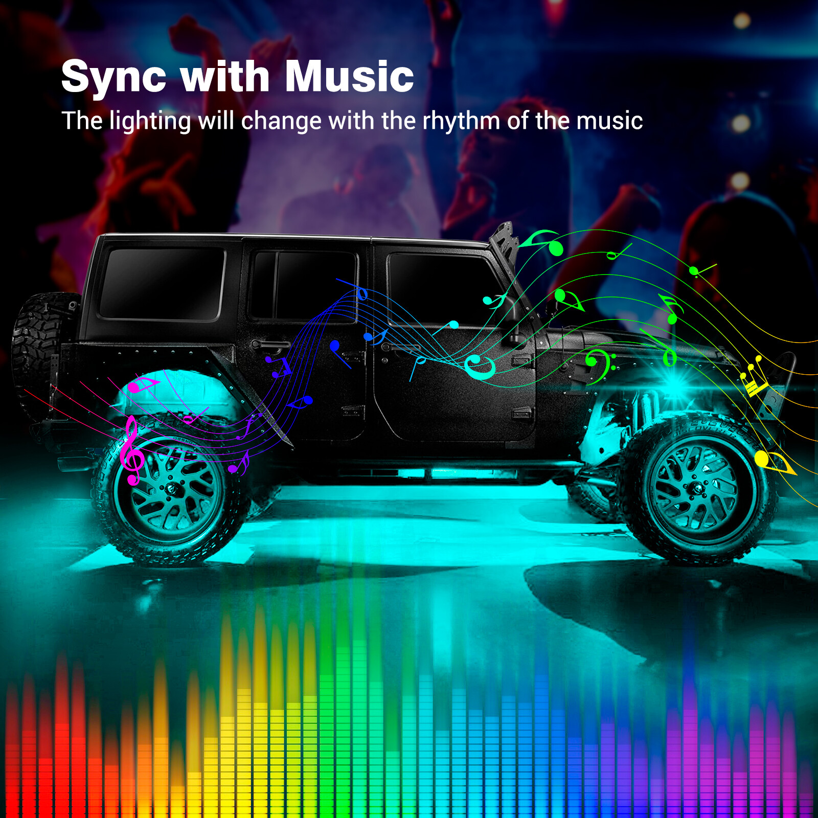 MICTUNING Q1 RGBW LED Rock Lights,12 Pods Underglow Neon Multicolor Lighting Kit