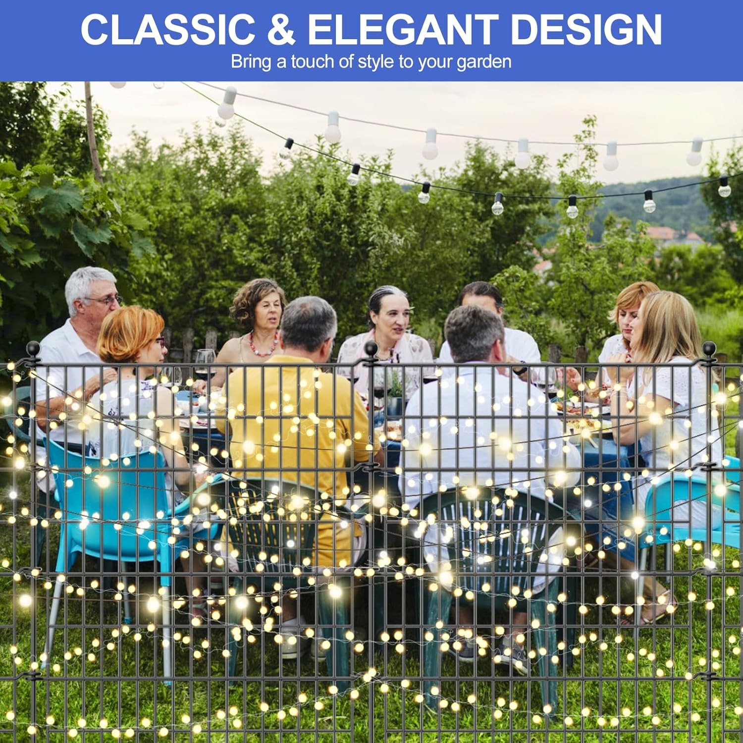 10 Panels 23.6 ft Garden Fence for Yard Patio Metal Wire Panel Border for Dog