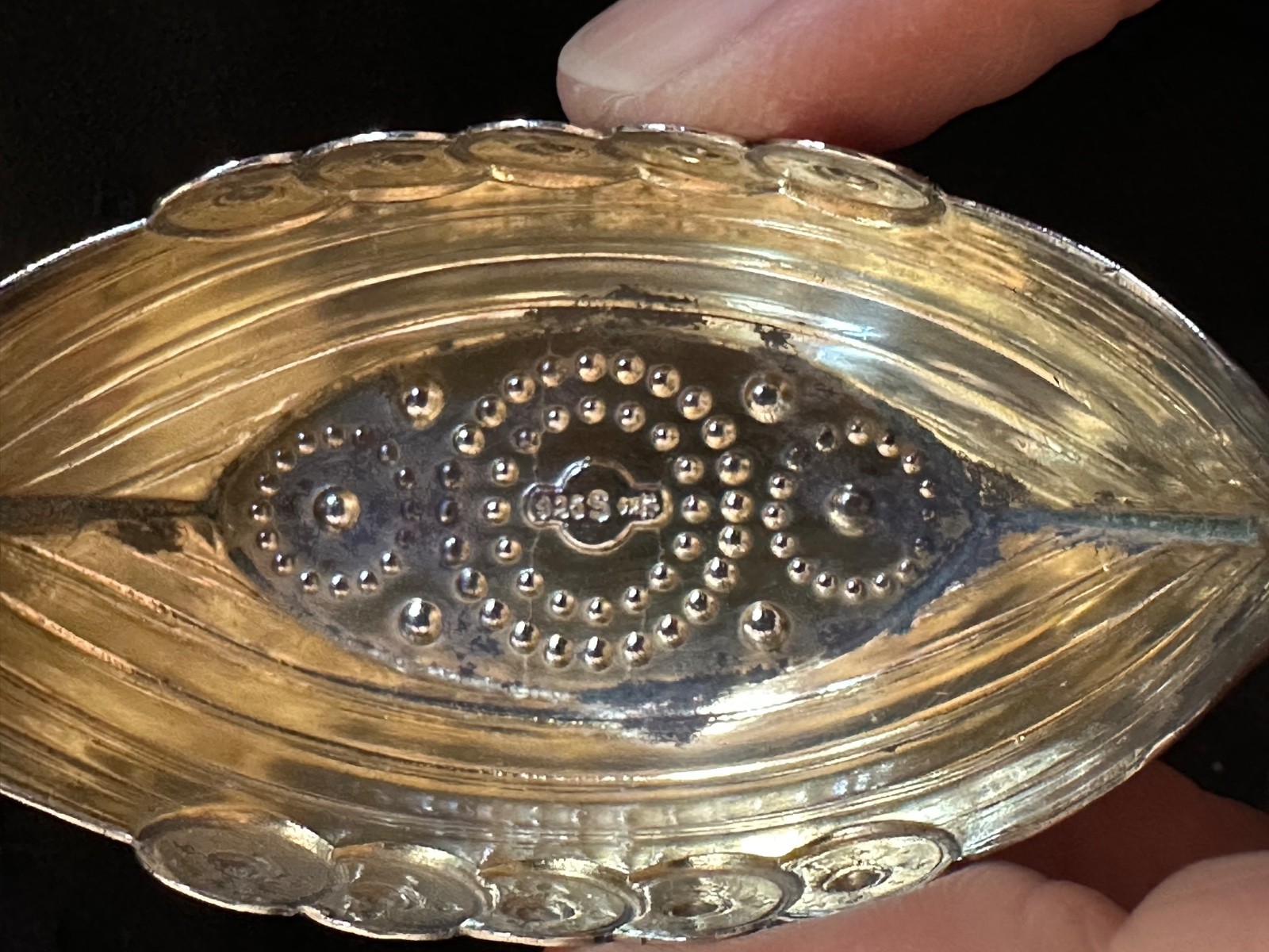 Vintage 925S Sterling Silver Viking Ship Salt Cellar Clear Glass Liner Insert