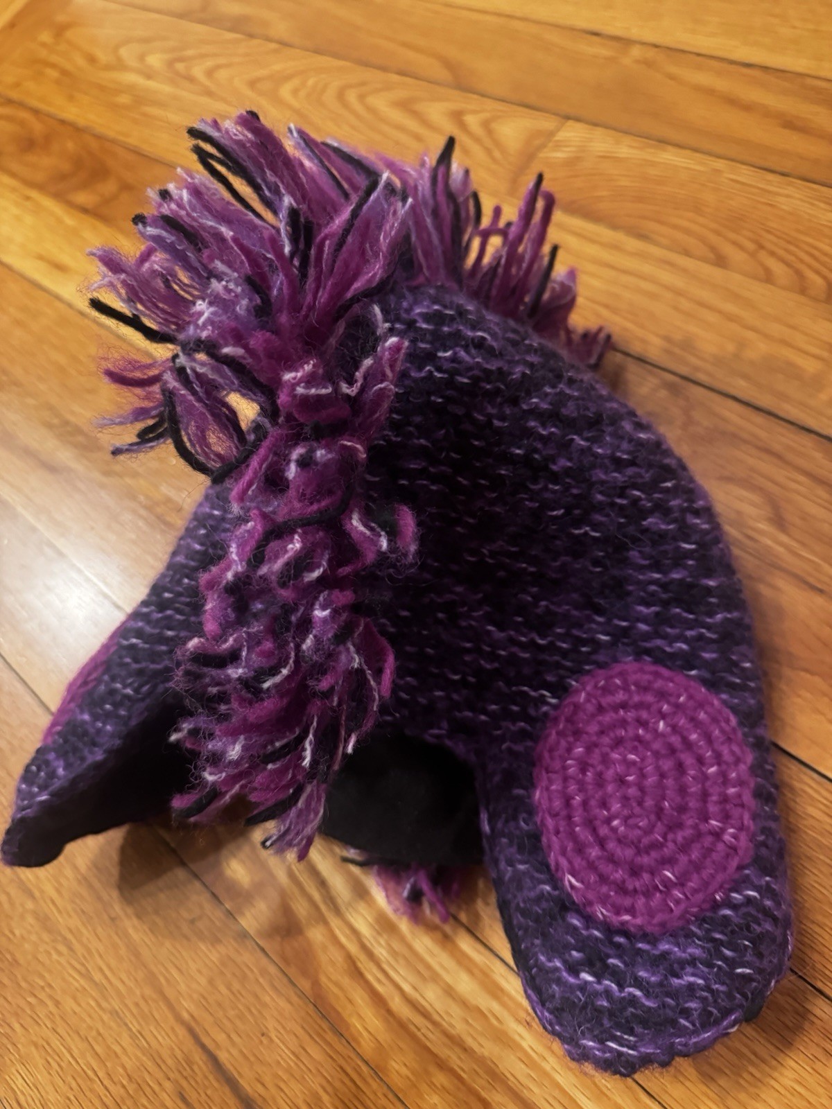 Nirvanna Designs Purple Knit Mohawk Hat Handmade Wool Adult OSFM Nepal