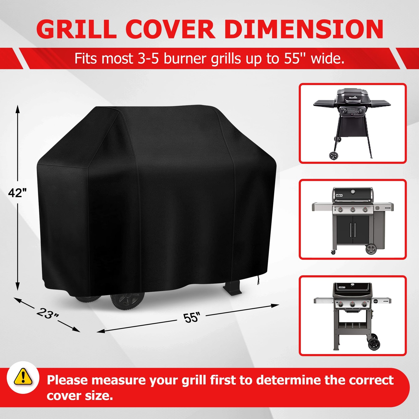 Char-Broil 3-5 Burner Rip-Stop Gas Grill Cover, Heavy Duty