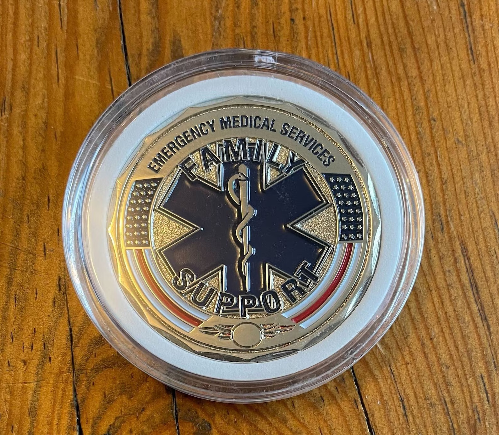 Emergency Family Support Star Of Life Challenge Coin- Show Your Support For EMS