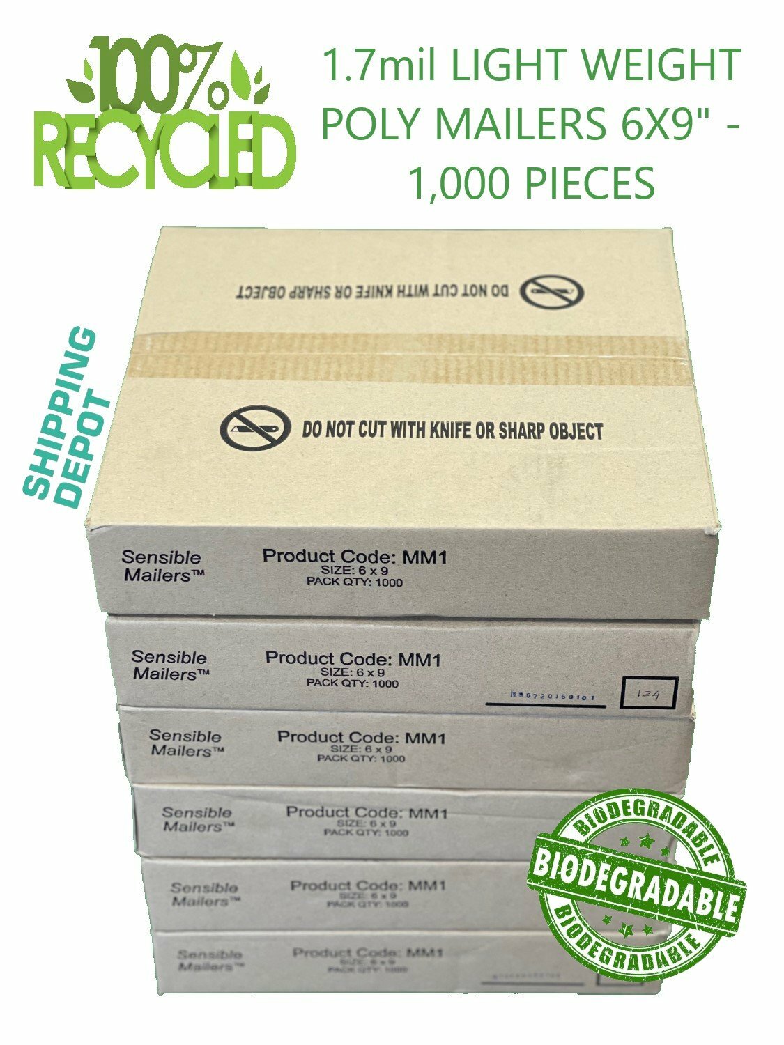 Eco-Friendly Poly Mailer Envelopes by Sensible Mailers 100% Recycled Material