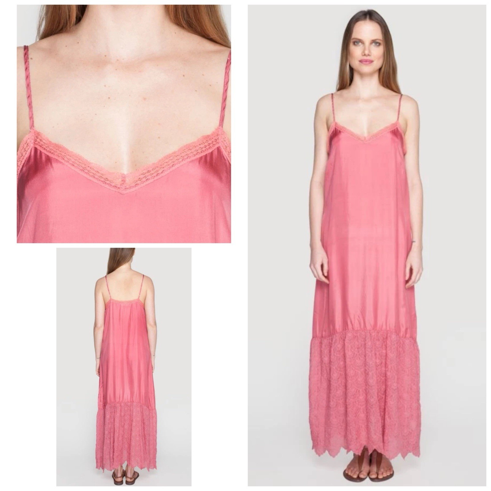 New 4Love And Liberty Johnny Was Long Embroider Silk Boho Slip In Primrose SZ:M