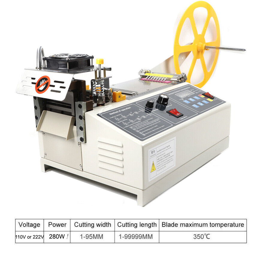 Hot&Cold Textile Ribbon Cutter 100 mm Automatic Heat Shrink Tube Cutting Machine