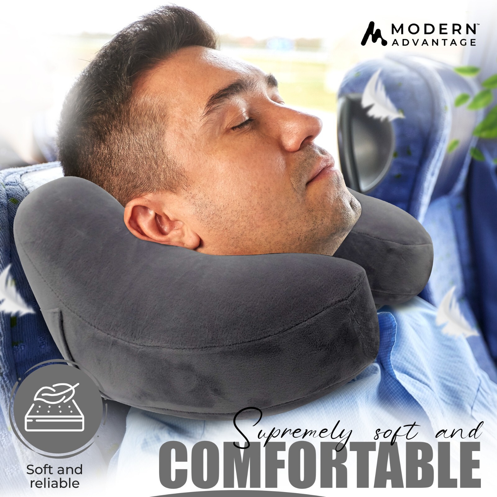 Inflatable Travel Neck Pillow NEW (GREY) FREE SHIPPING Sleep Mask & Earplugs