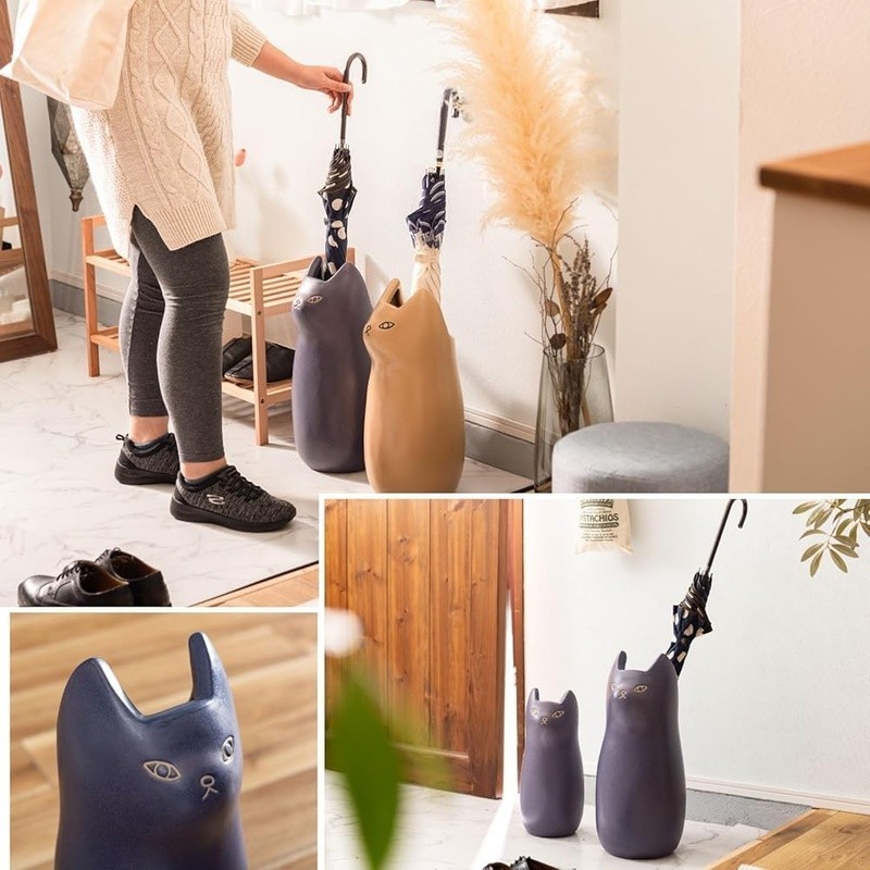 Cute Ceramic Cat Umbrella Stand Holder Stylish Storage Rack Home Office Decor US