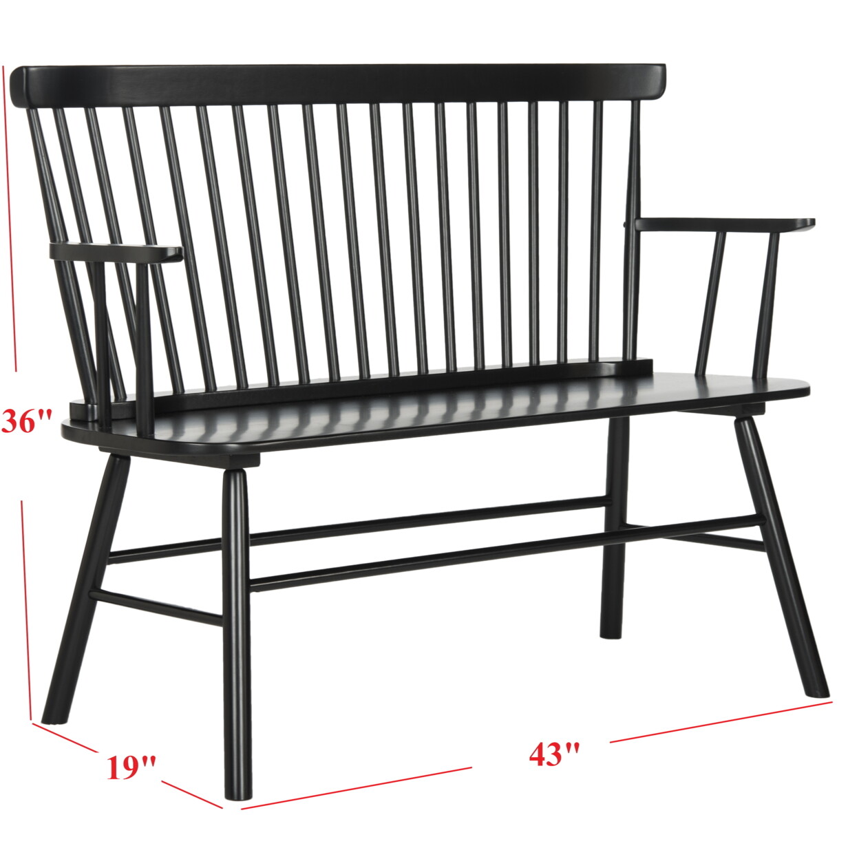 SAFAVIEH Addison Spindleback Settee | Black |