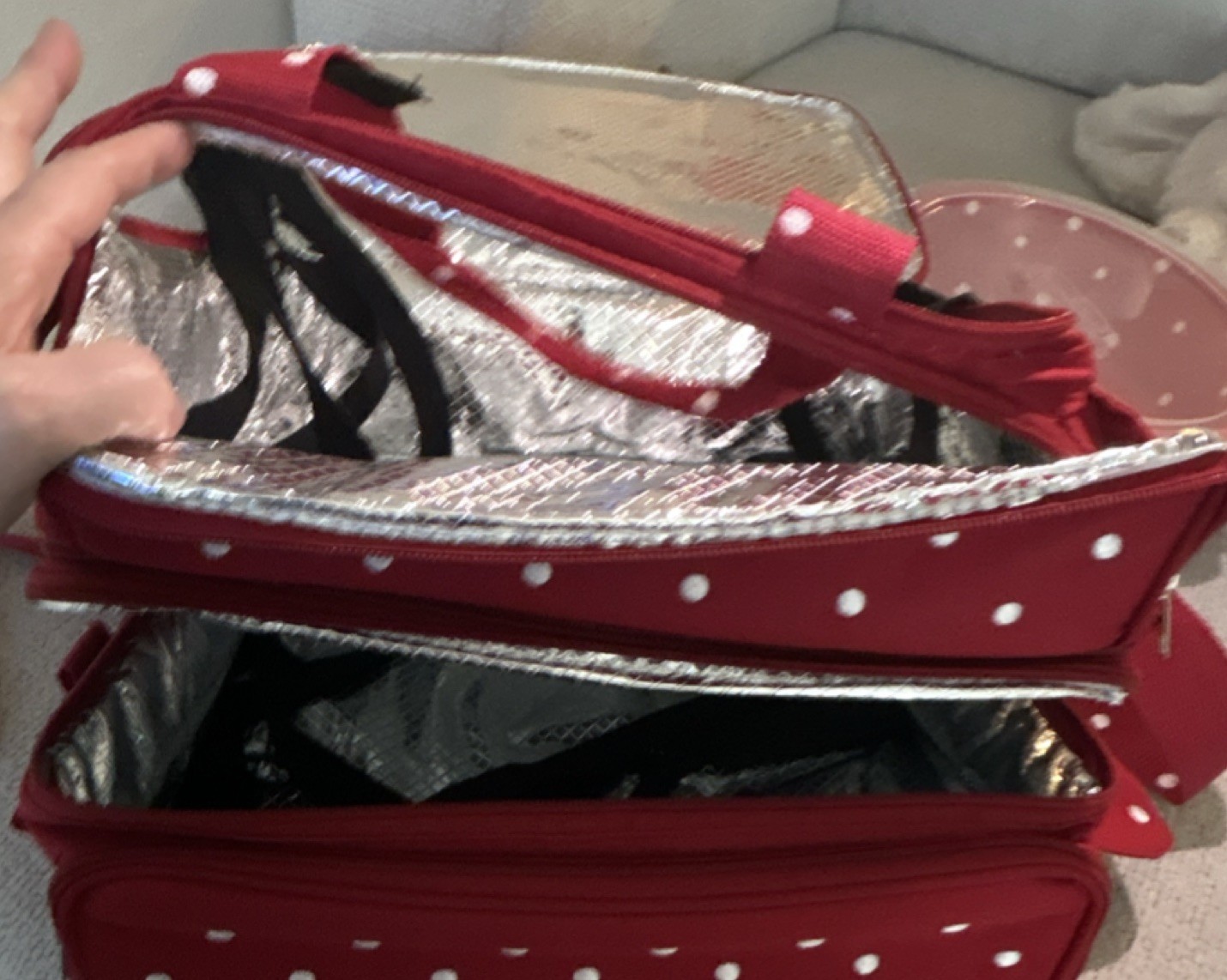 Temp-tations Presentable Ovenware Red Polka Dot Pans, Lids, Racks, Carrier