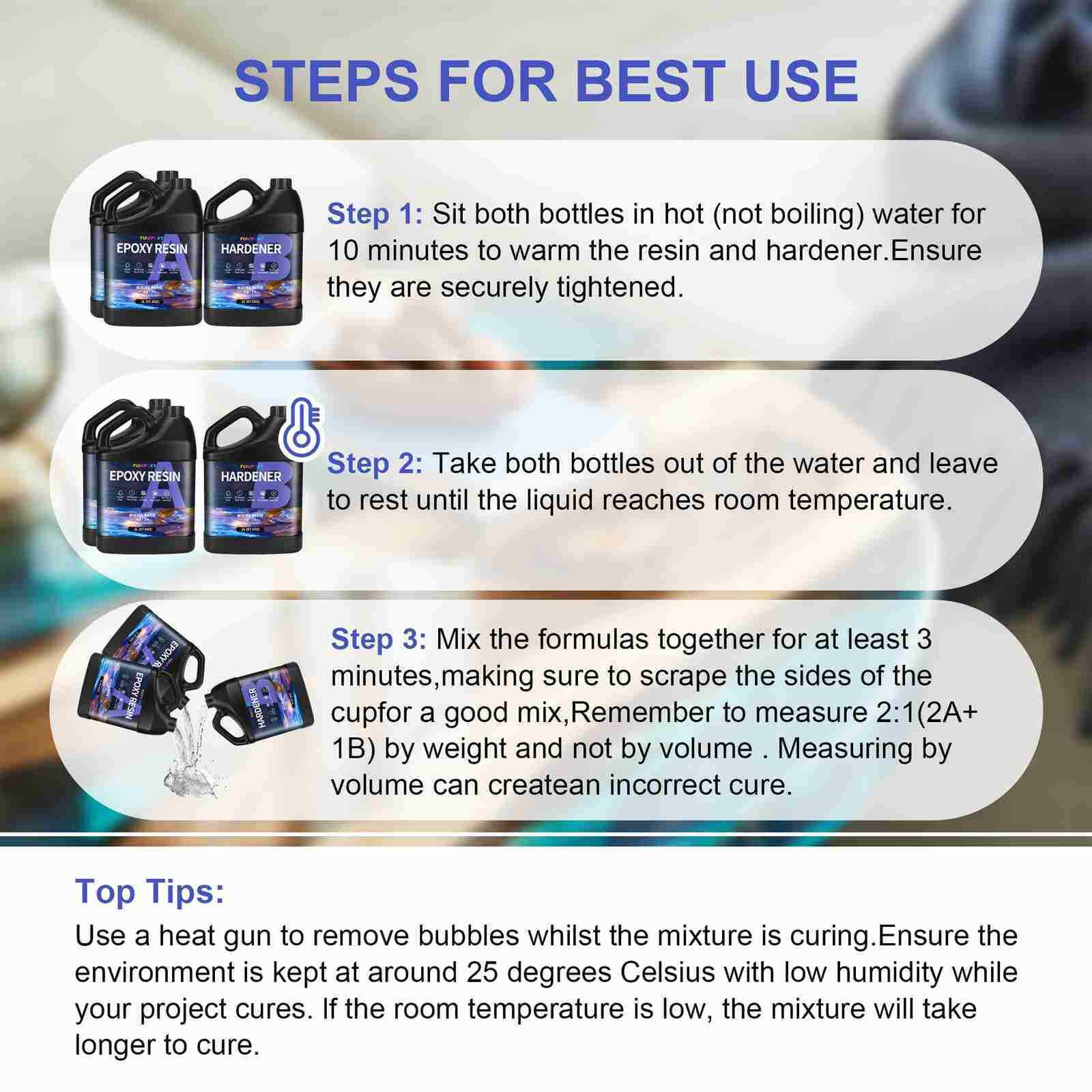 DEEP POUR 2:1 Epoxy Resin Kit 750g/24oz 1.5kg/48oz 3kg/96oz 6kg/192oz 12kg/384oz