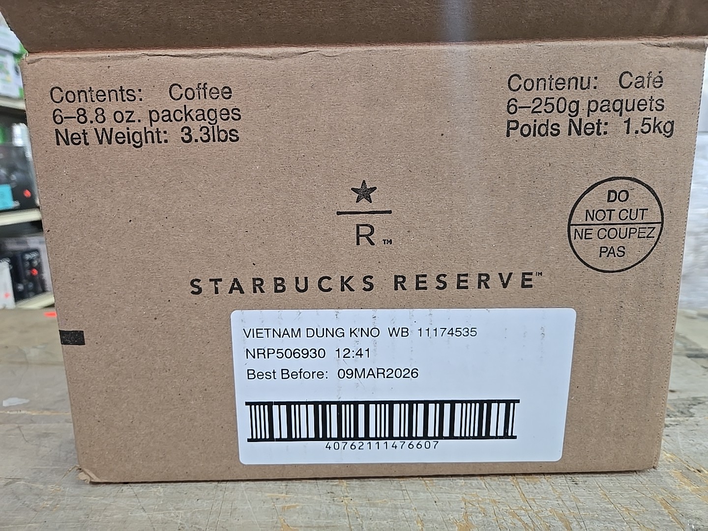(6 Pack) Starbucks Reserve Whole Bean Coffee 250g 8.8oz BB 09/mar/26