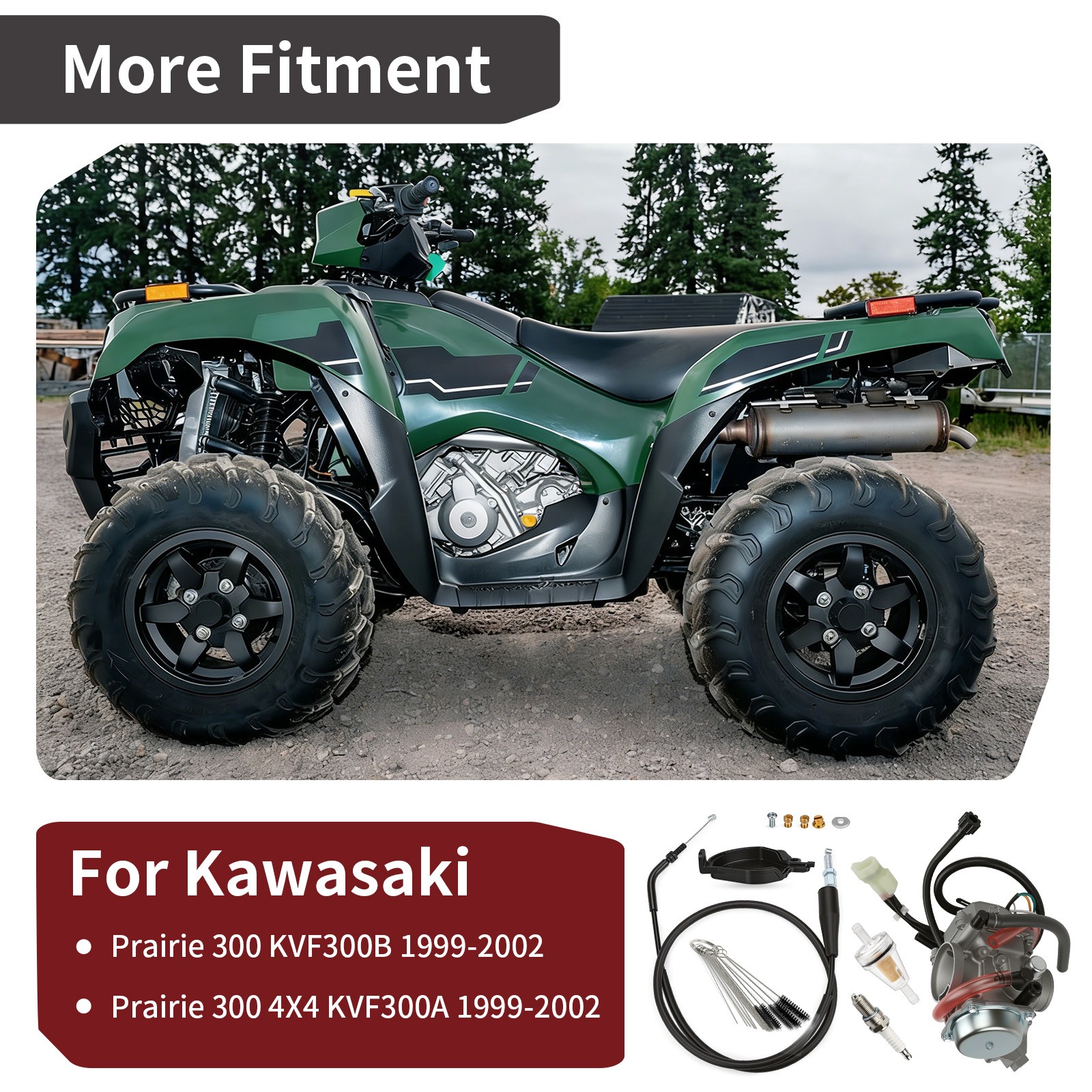 Carburetor Carb w/ Throttle Cable For Kawasaki Prairie 300 1999-2002 15003-1534