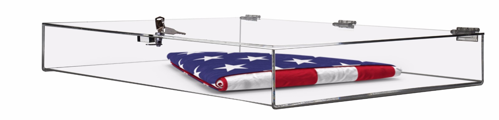 Locking Case 24" x 18" x 3.75" Display Box Clear Acrylic Hinged Tray