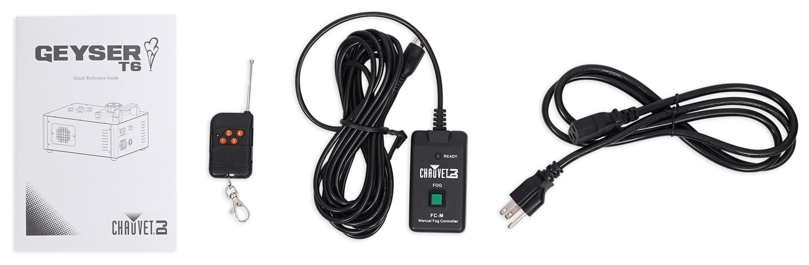 Chauvet DJ Geyser T6 Fog Machine Fogger, LED RGB Pyrotechnic Light Effect+Remote