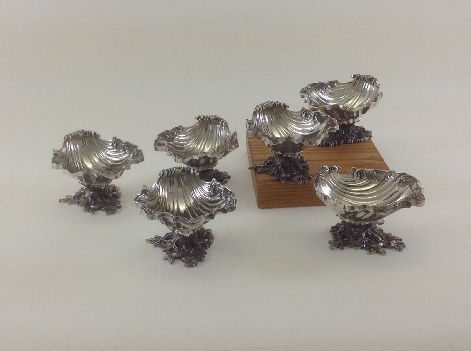 Set of 6 Silver Open Shells on Foot, after Lamerie Shell