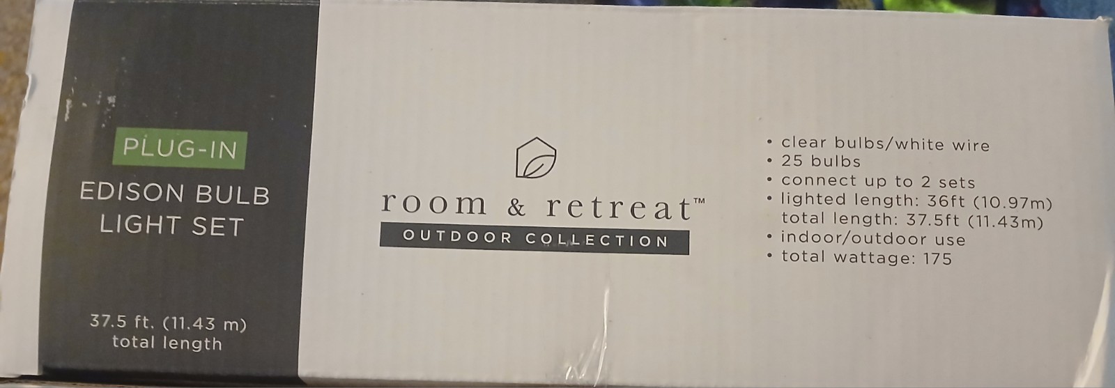 Edison Glass Bulb String Lights 25 Ct Plug-In Indoor Outdoor Home & Retreat