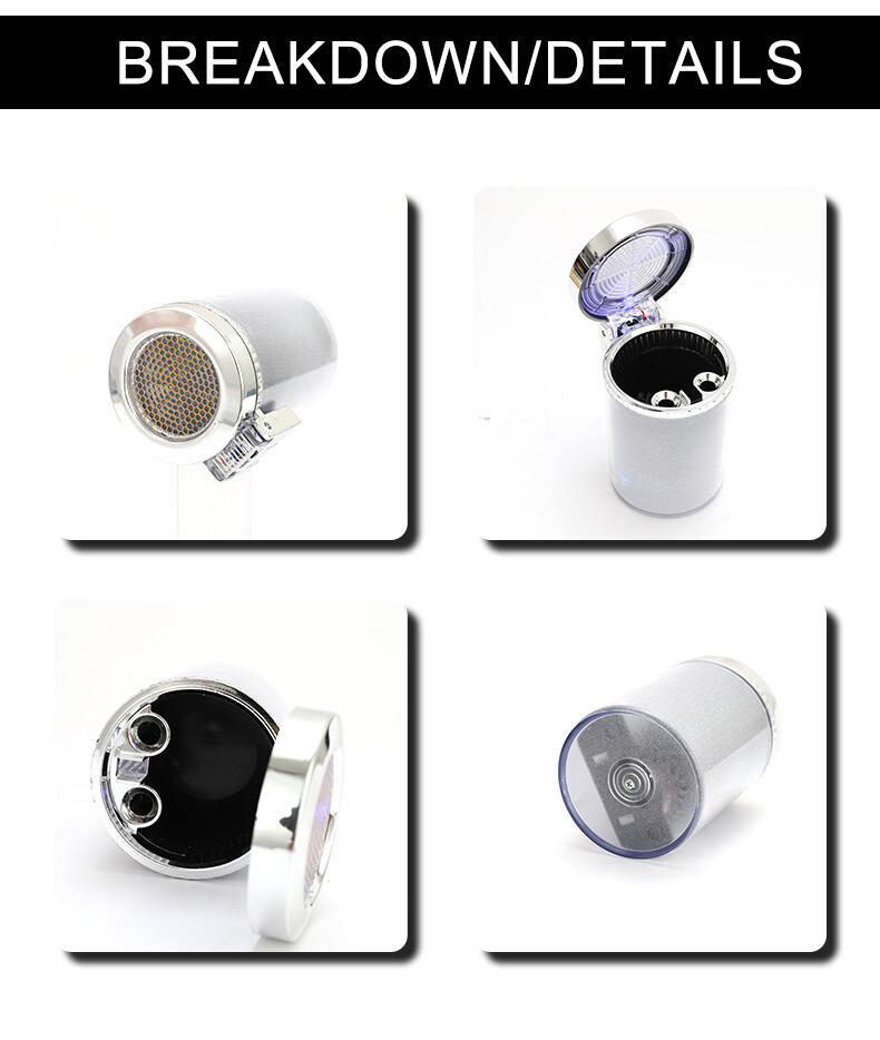 Car Ashtrays LED Light Multi-Function Portable Ashtray Colorful with Air Vent US