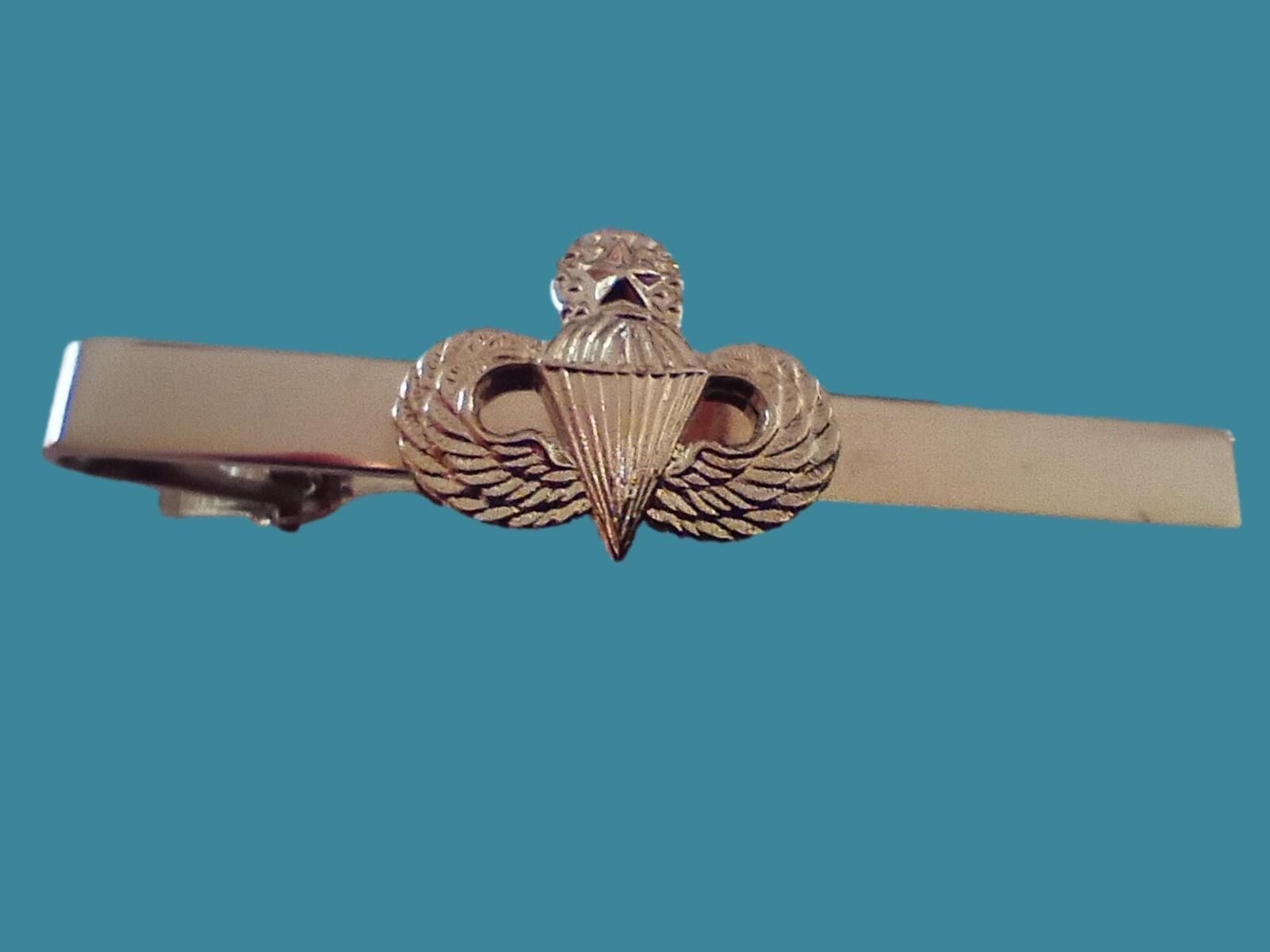 U.S MILITARY ARMY MASTER JUMP WINGS TIE BAR TIE TAC CLIP ON STYLE U.S.A MADE