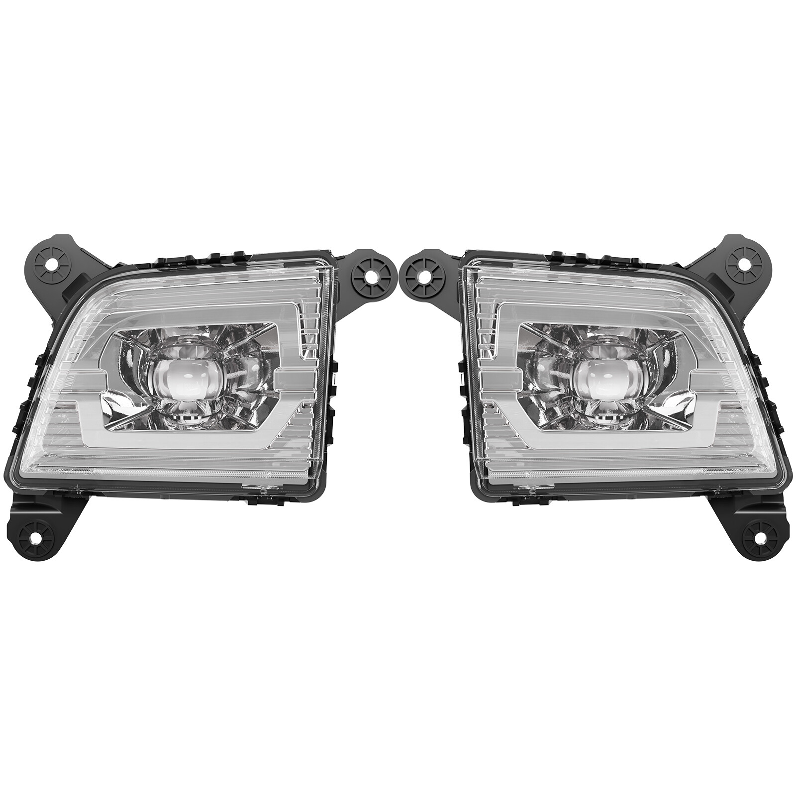 Pair Fog Lights Clear LED DRL w/ Wiring For 2019-2021 2022 Chevy Silverado 1500