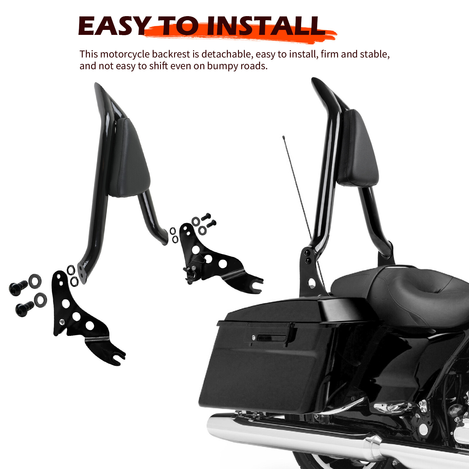 22" Sissy Bar Backrest & Stealth Luggage Rack For Harley Street Road Glide King
