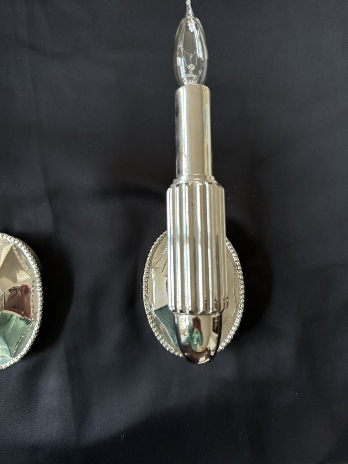 Pair Urban Archaeology Paris Chrome Wall Sconce Sconces White Pleated Shade