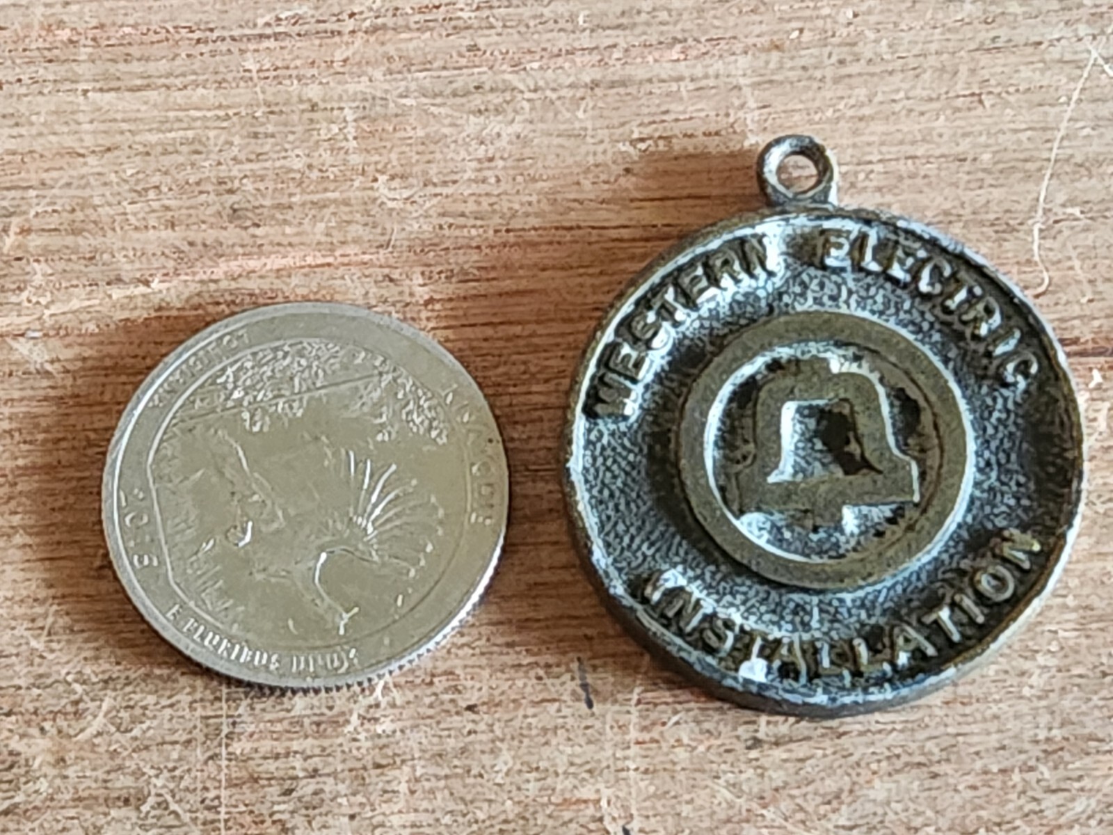 Western Electric Installation Medal FOB Pendant Employee Award Rough Vintage