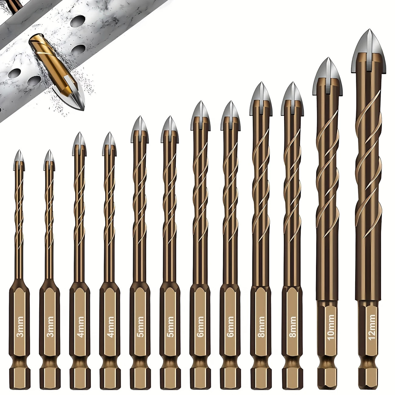 12/24pcs Heavy-Duty Masonry Drill Bit Set - Professional Construction