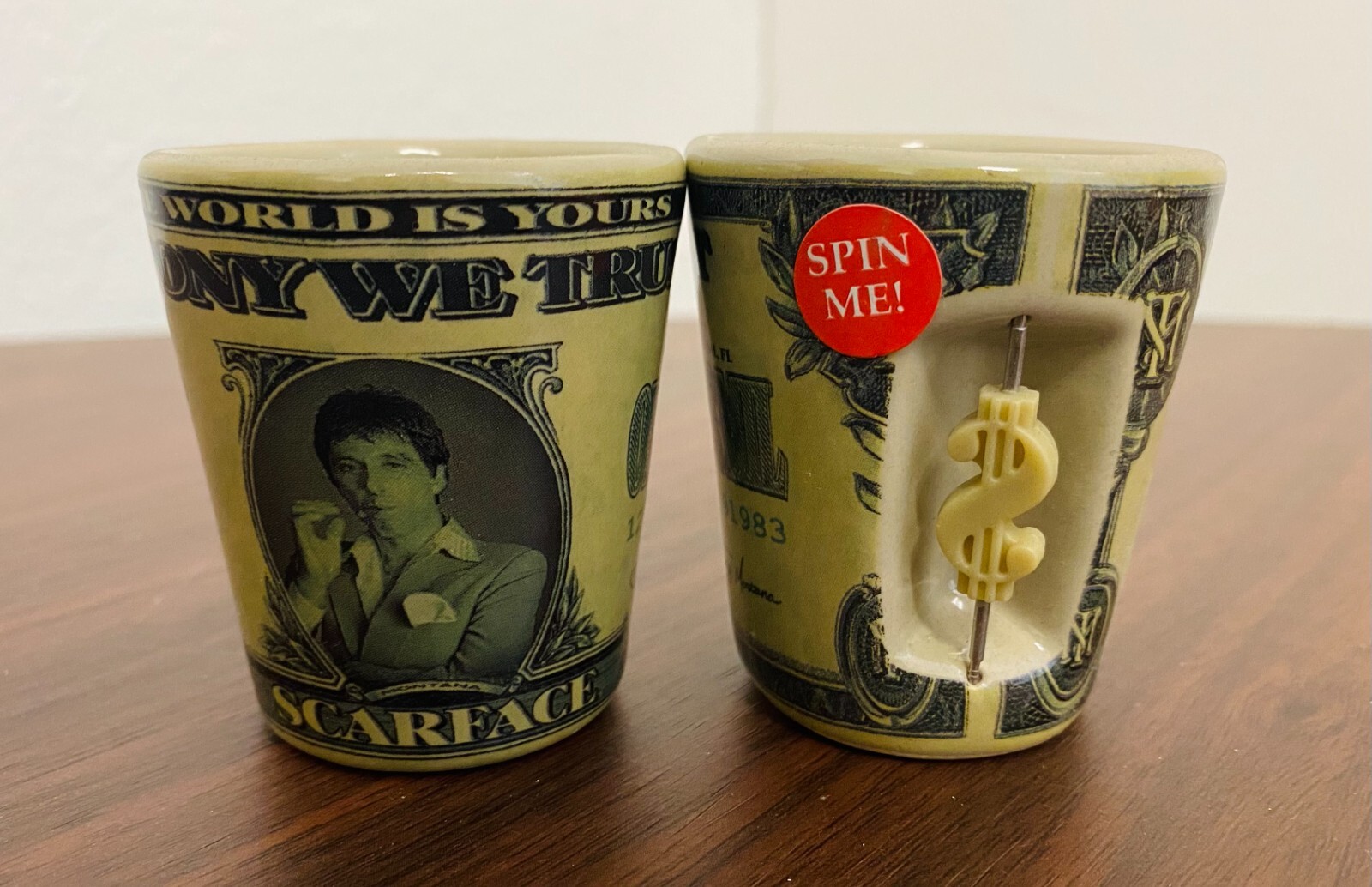 Set of 2 Scarface Spinning Shot Glass Tony Montana