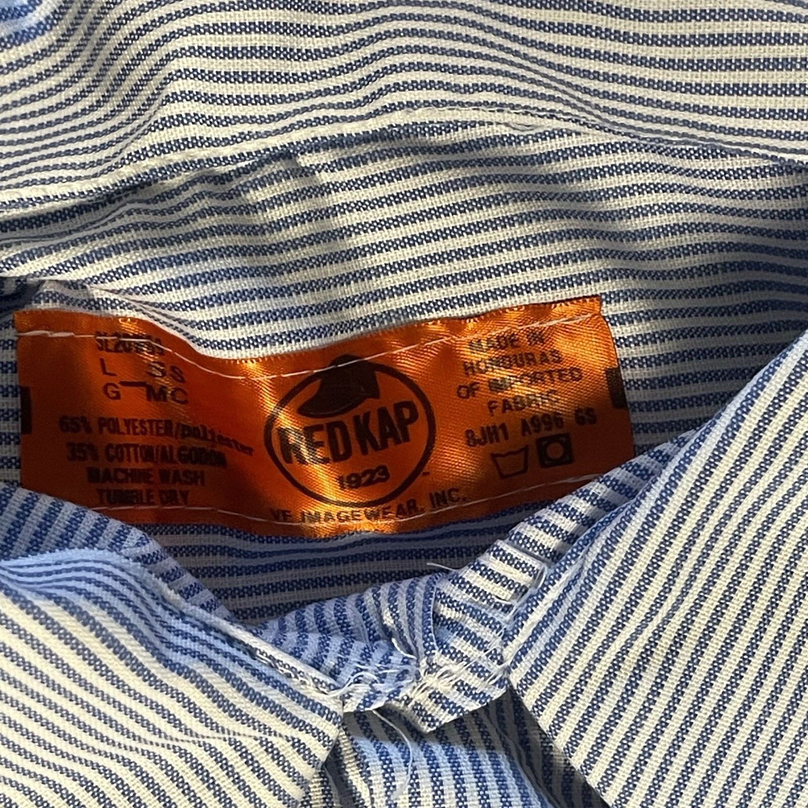 Red Kap Men's Large Short Sleeve Industrial Stripe Work Shirt