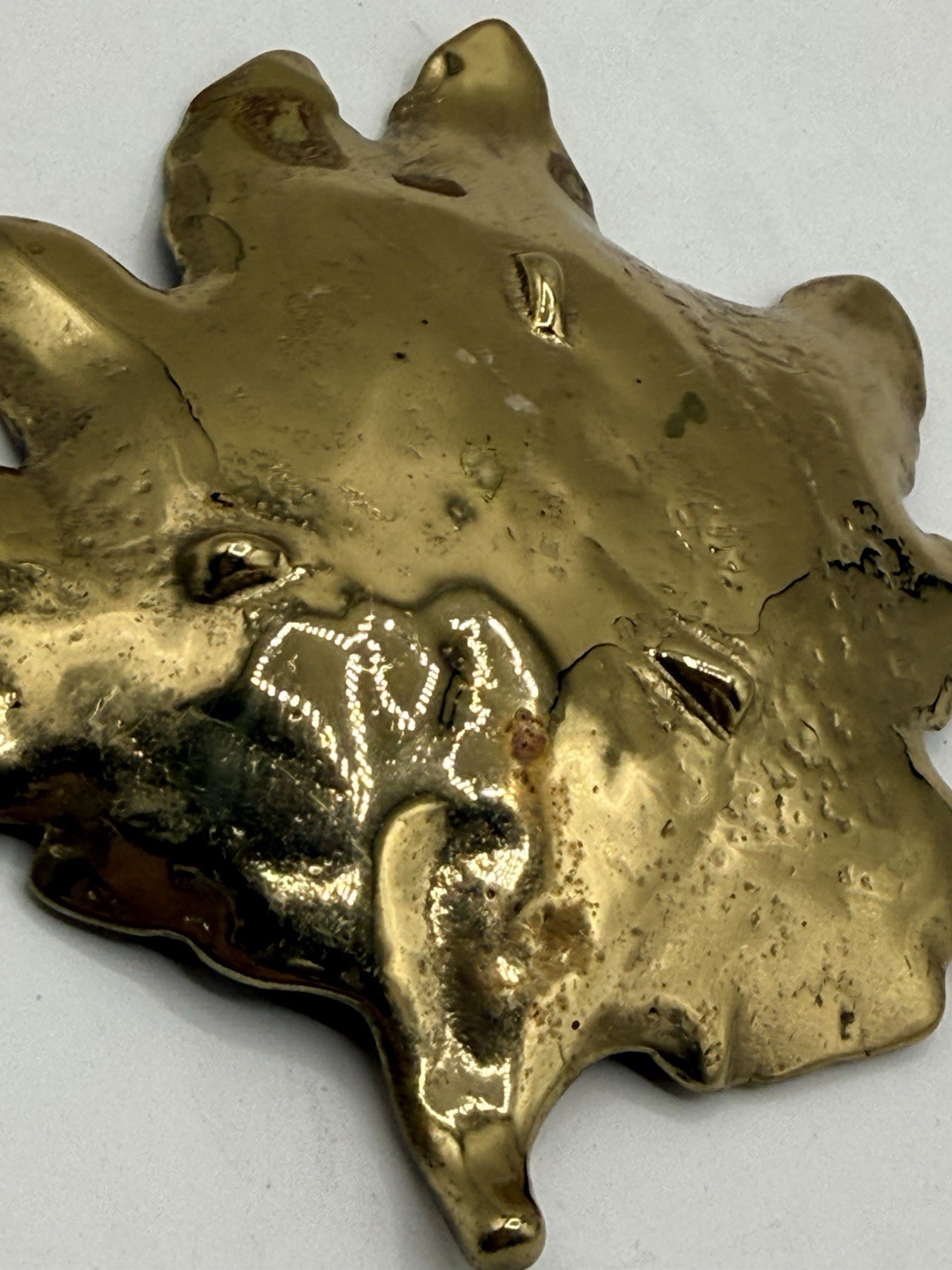 VTG 1948 Virginia Metalcrafters Chrysanthemum Leaf 3-41 Solid Brass Trinket