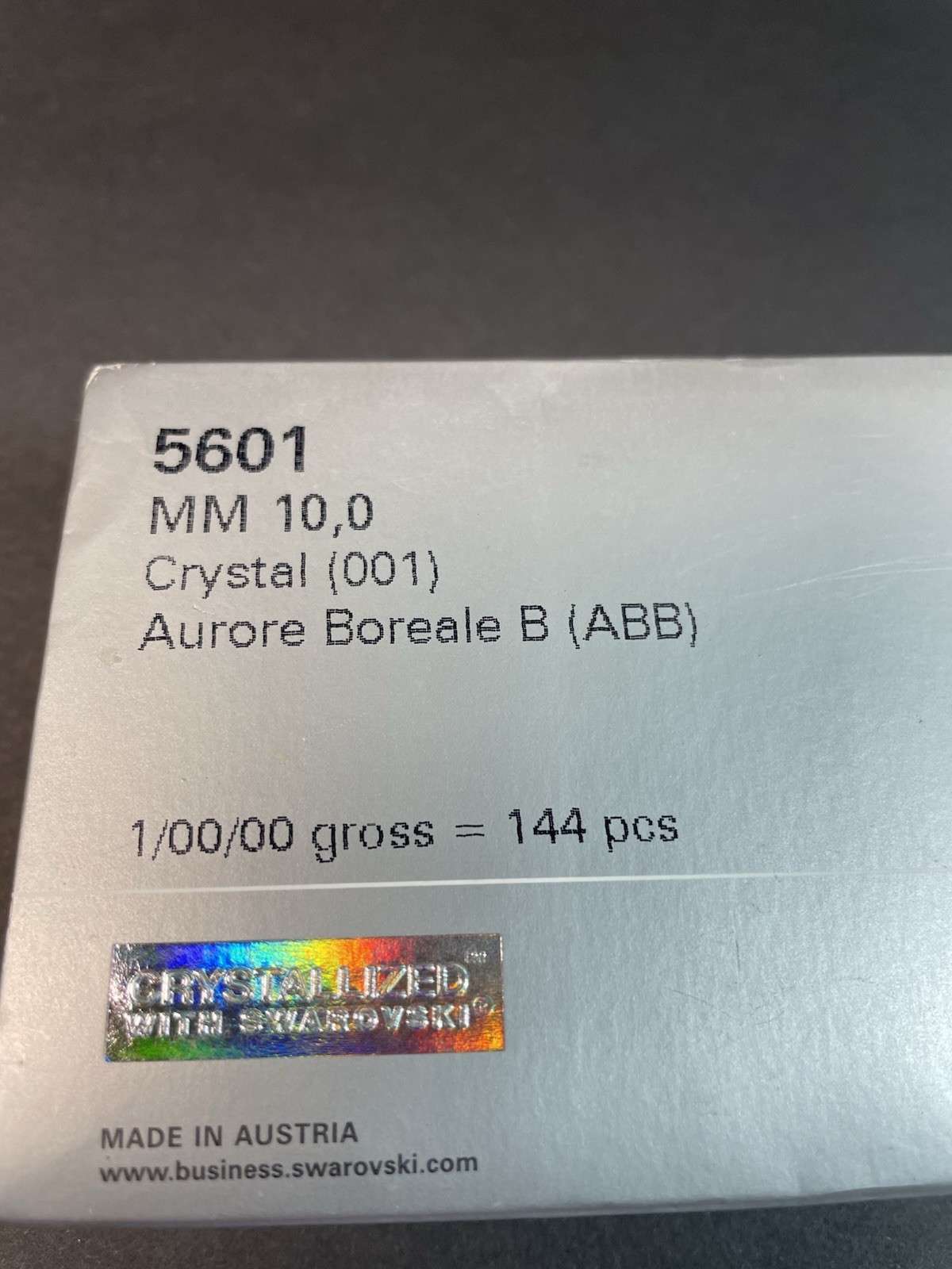 144 Factory Pack Swarovski Crystal 5601 AB Square 10mm Beads Aurora Borealis