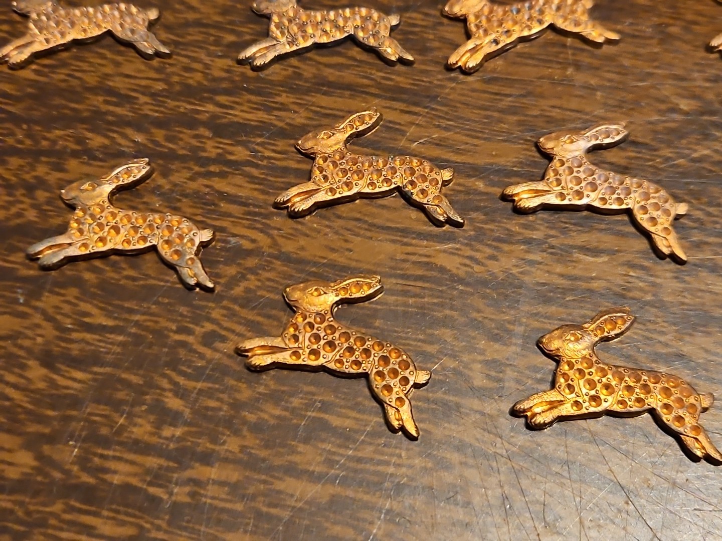 Lot Of 10 Bunny Rabbit France Vintage 60s Brass Stampings Findings Jewelry