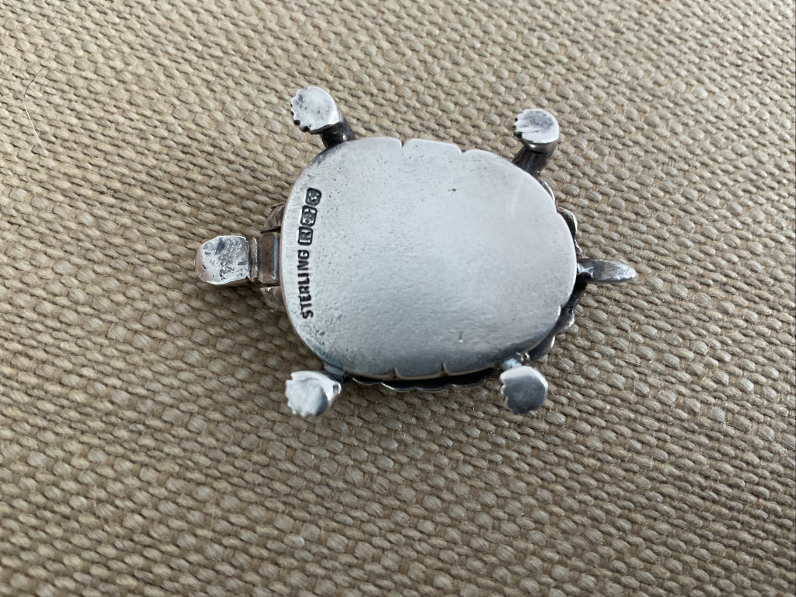 Antique Blackinton Sterling Turtle Pill Box - Gold Wash Inside - GreatCondition!