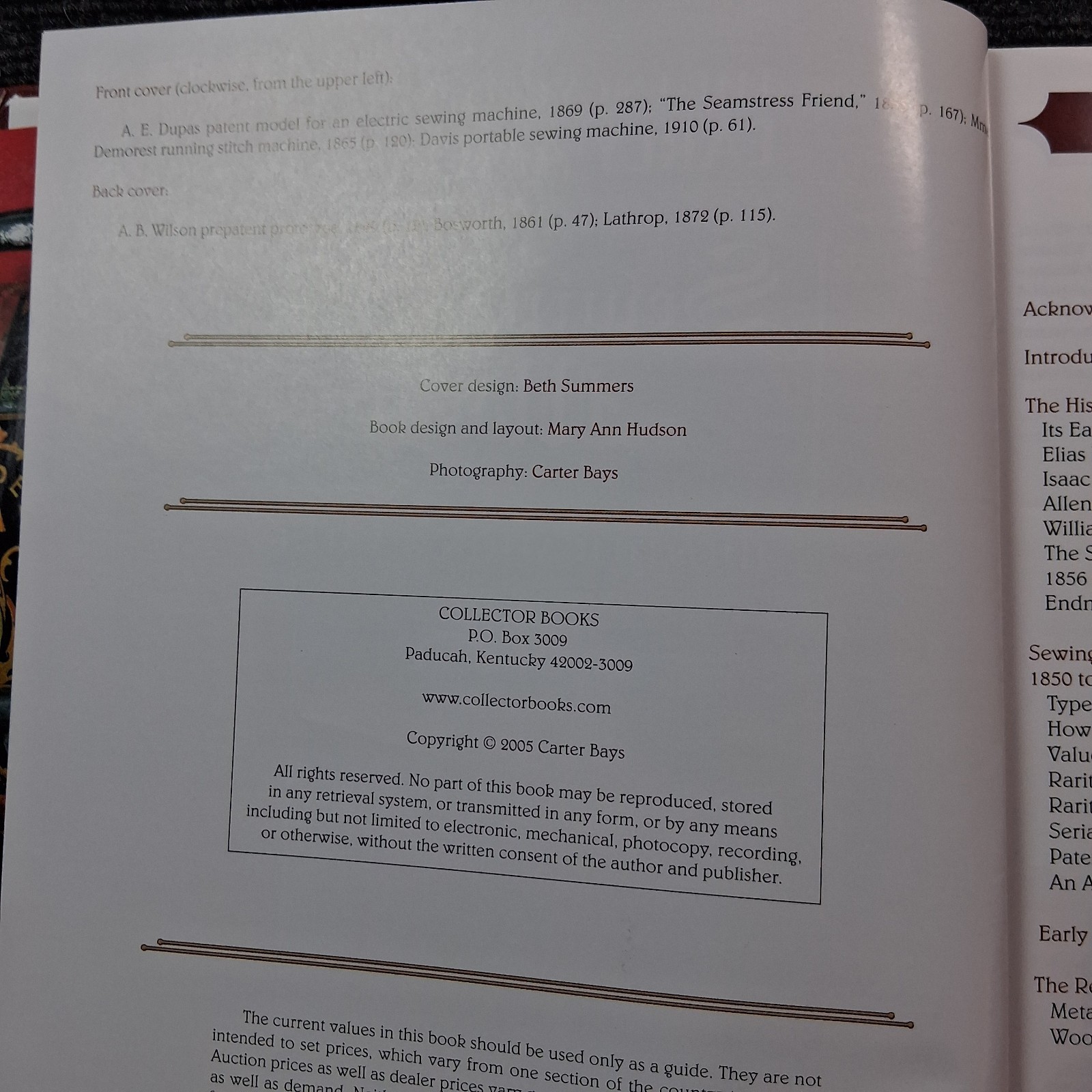 The Encyclopedia of Early American Sewing Machines by Carter Bays (2nd Edition)