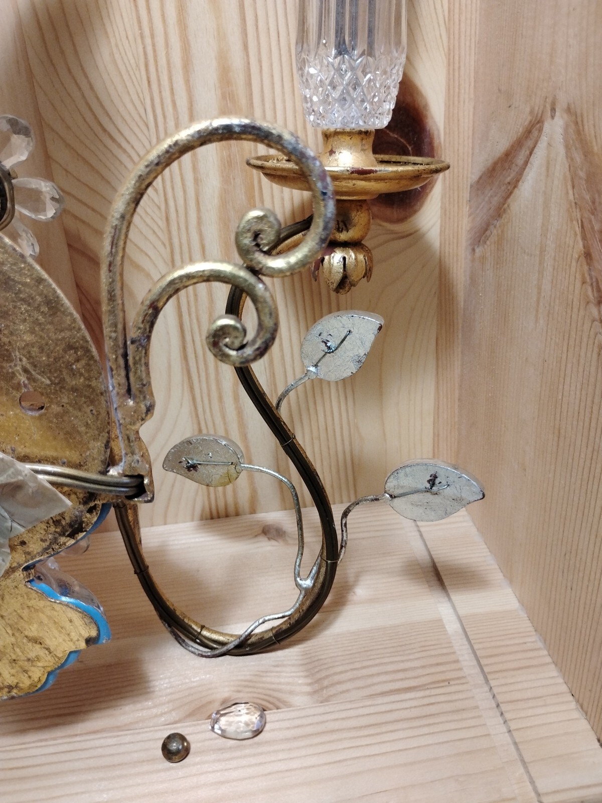 1 Antique Maison Bagues French Crystal Glass Parrot Bird Wall Sconce