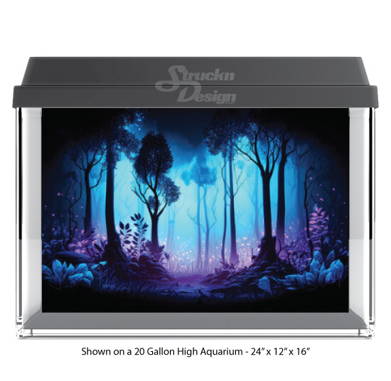 Blue Pink Faded Forest Polyester Fish Tank Glass Backdrop Aquarium Background