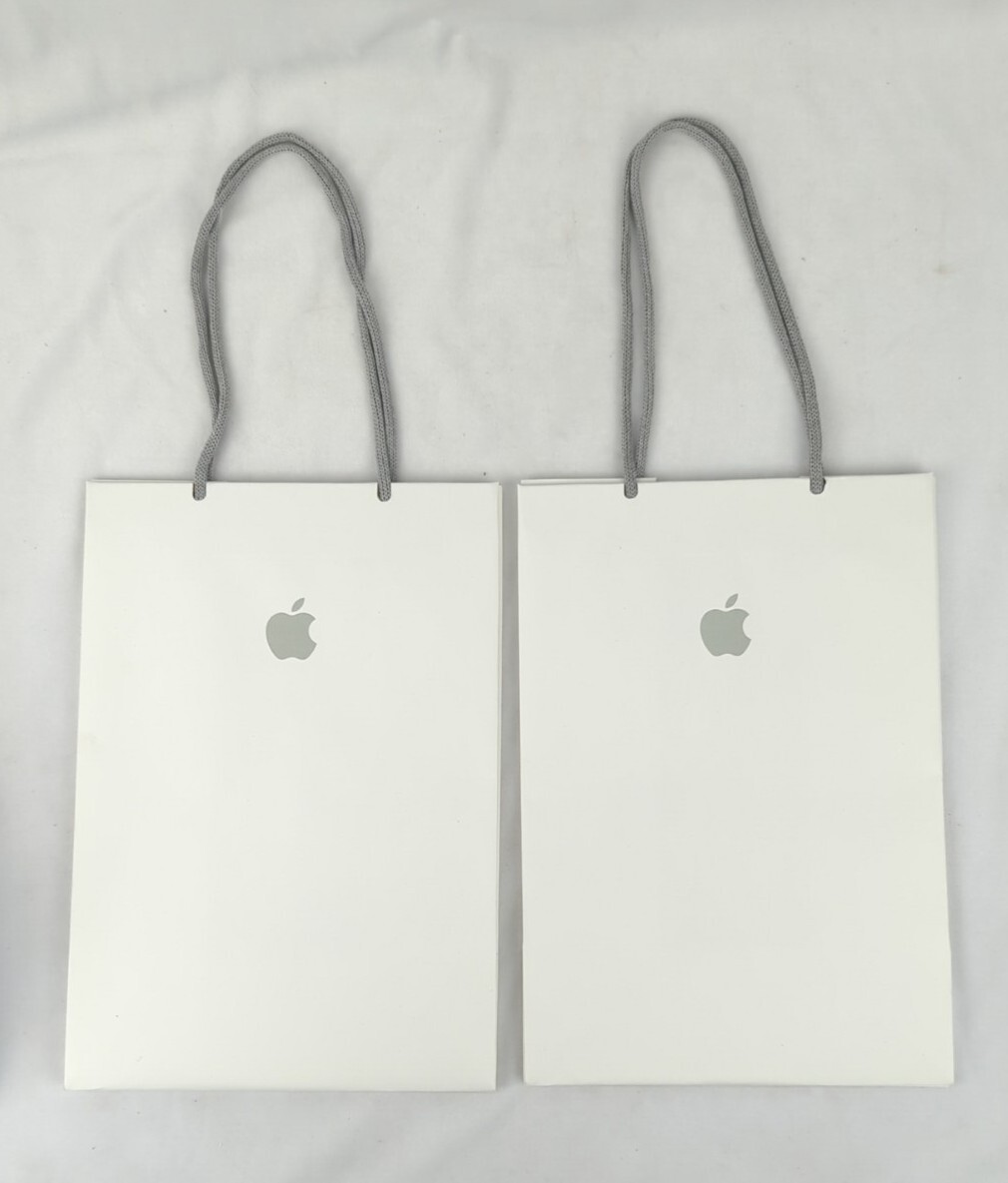 Lot of 2 Genuine Apple Store Logo White Gift Bags - 11" x 8" x 5"