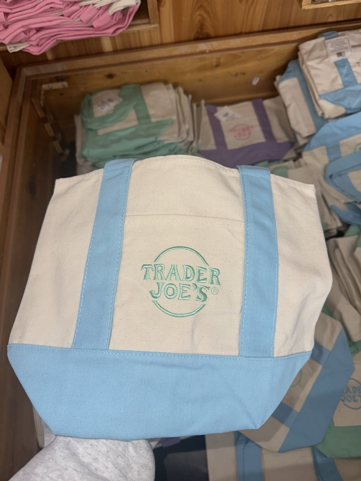 Spring 2026 Trader Joe’s Mini Pastel Canvas Tote Bag Set Of 4 NWT IN HAND