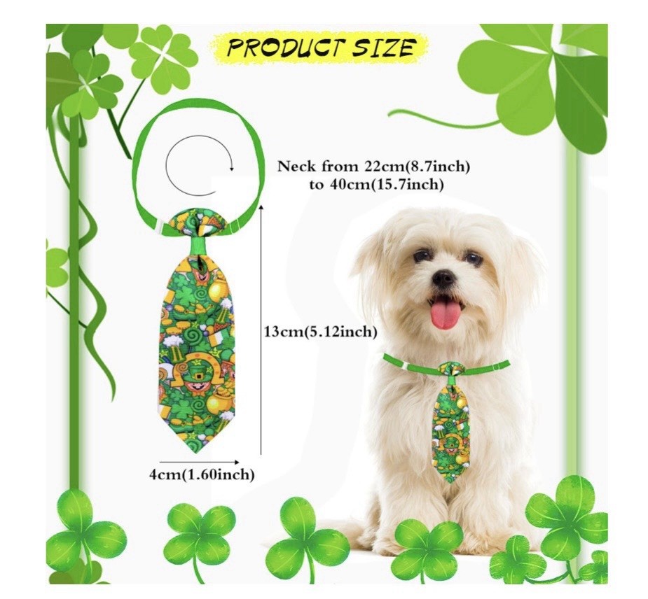 20Pcs Variety St. Patrick's Day Dog Necktie Bowtie Clover Lucky Pet Grooming