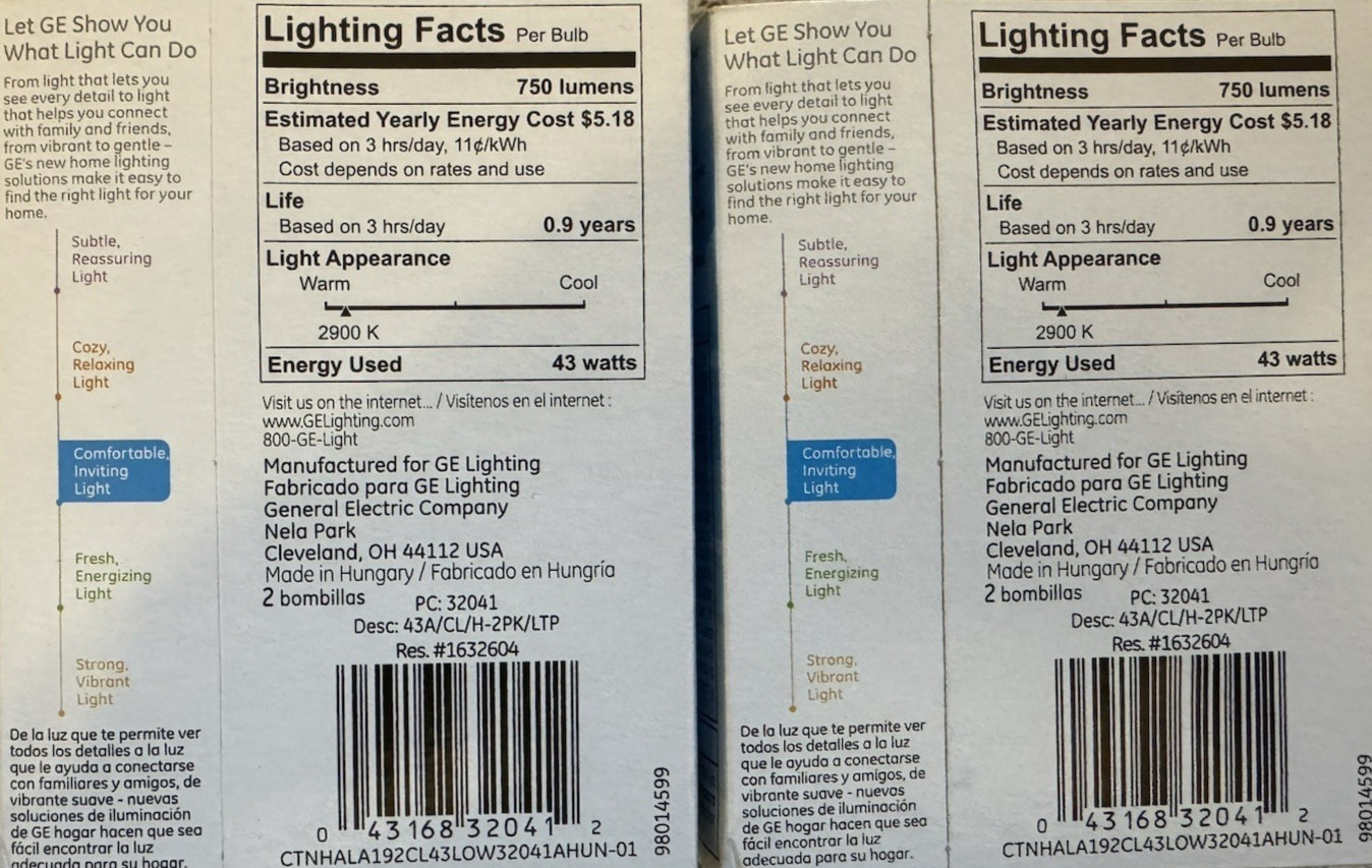 4 60W Basic GE Clear Glass Decorative Light Bulbs w/Medium Base
