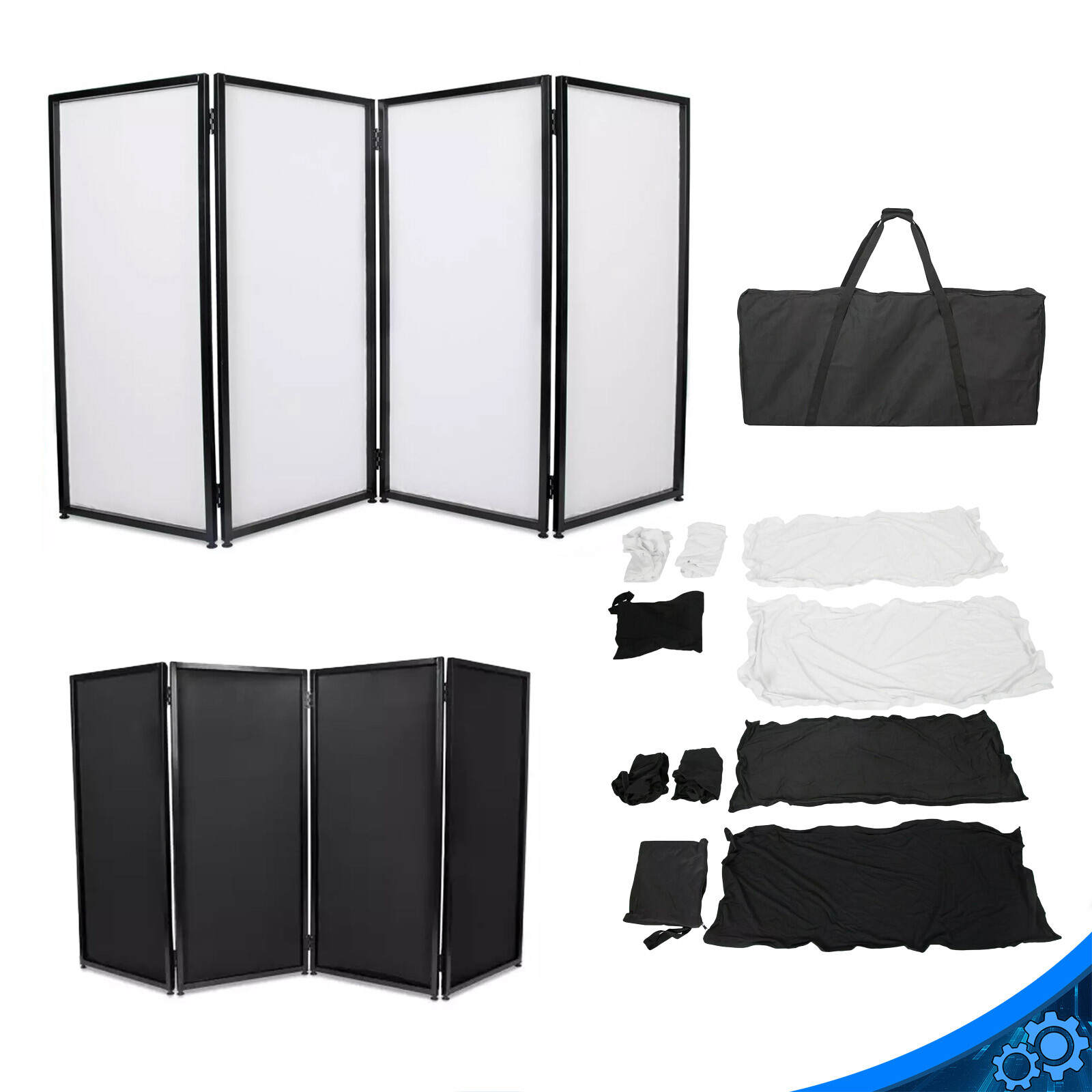 Portable DJ Event Facade Black and White Scrim Frame Booth w/ Travel Bag Case