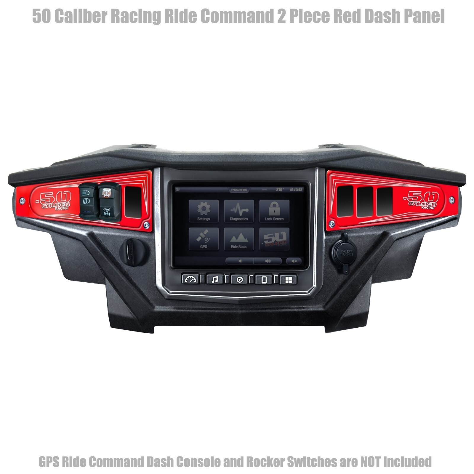 2pc Ride Command 4 Place Dash Switch Panel Polaris RZR XP1000 900 1000 Turbo Red