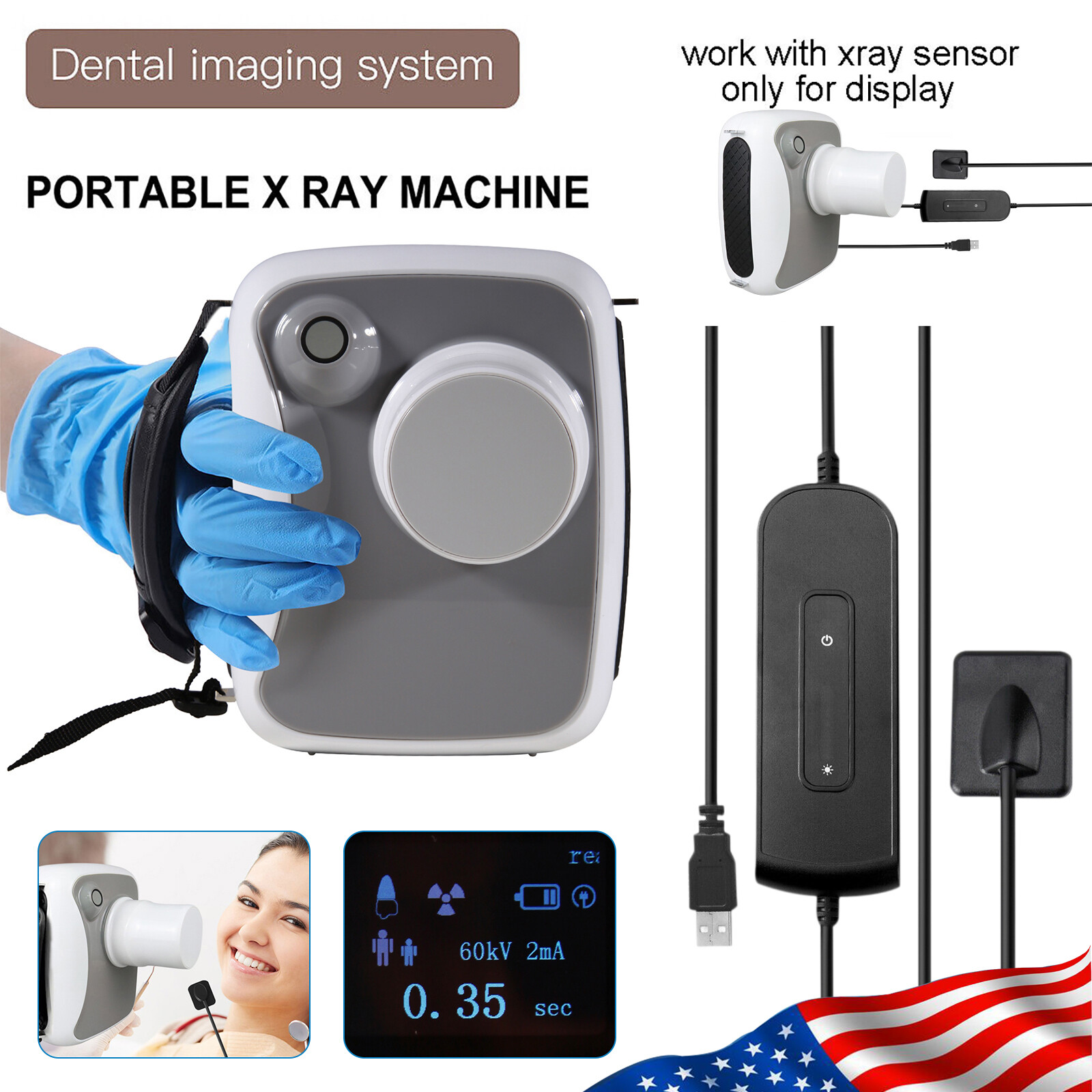 X-Ray Machine Unit + Dental Digital Imaging System RVG XRay Sensor Size 1.5