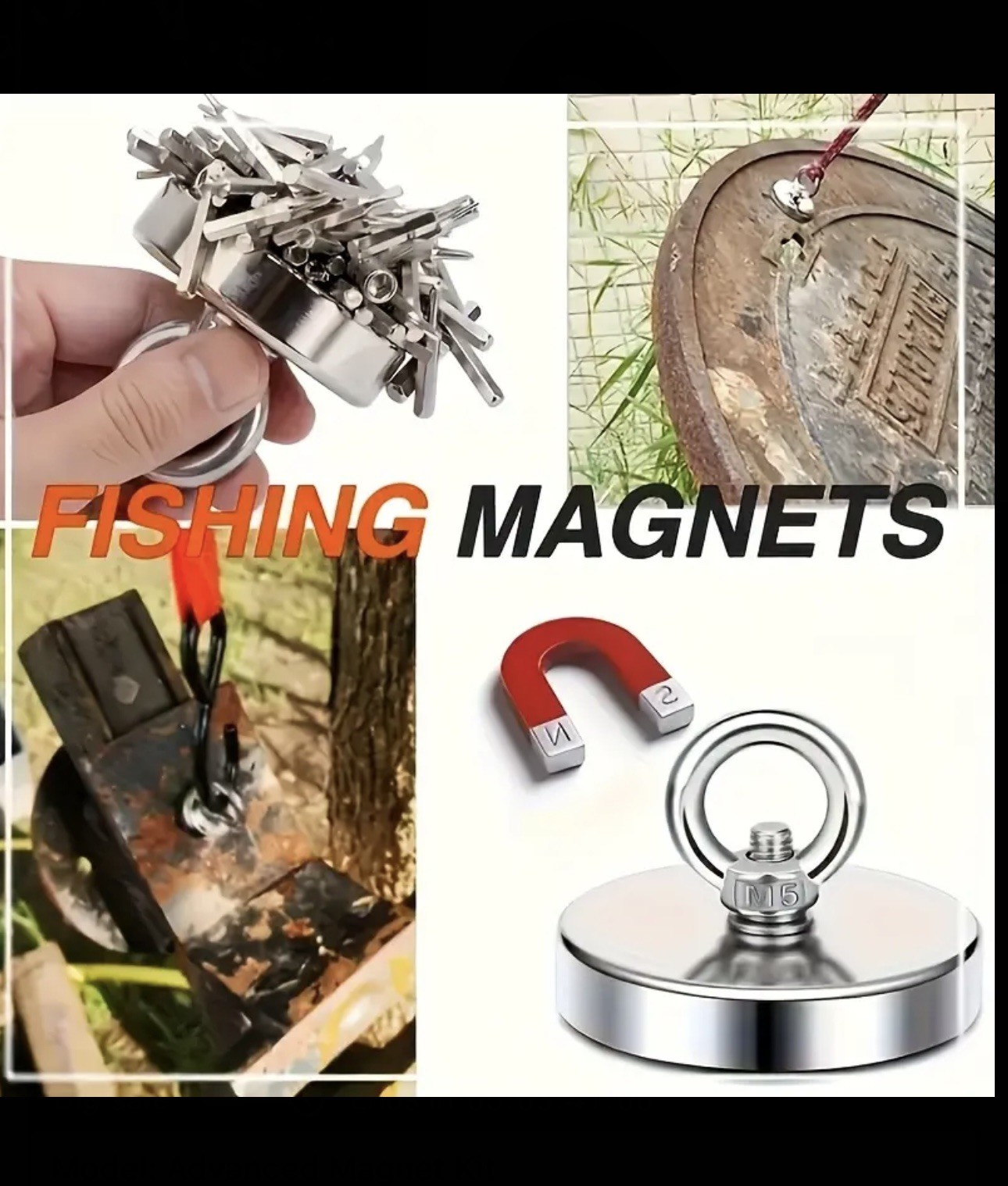 2500 LBS Strong Fishing Magnet Kit Single-sided Pull Force and Rope Carabiner US