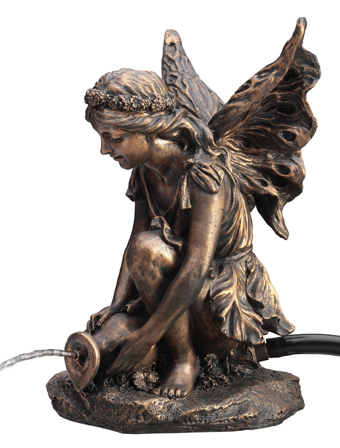 Aquagarden Fairy and Urn Pond Water Spitter Statue Feature 13.5 Inches