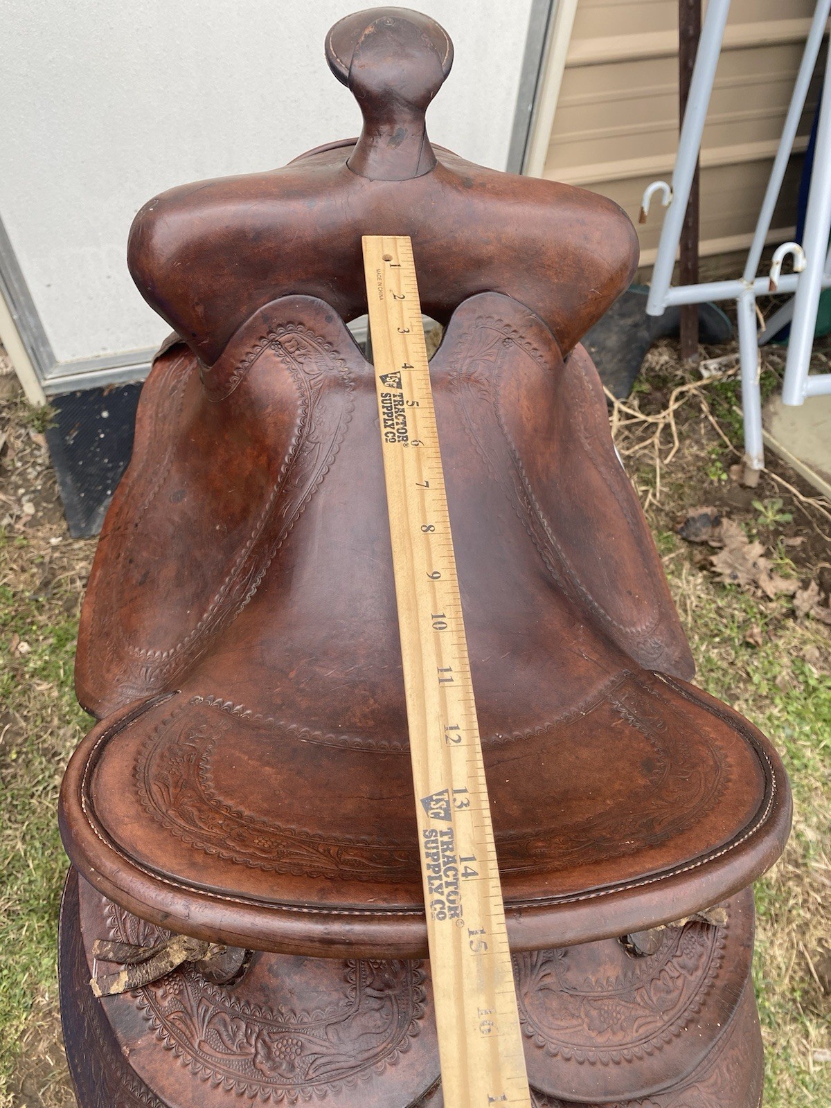 Antique/Vintage 14.5" Texas Tanning Mfg / TexTan slick seat Western saddle