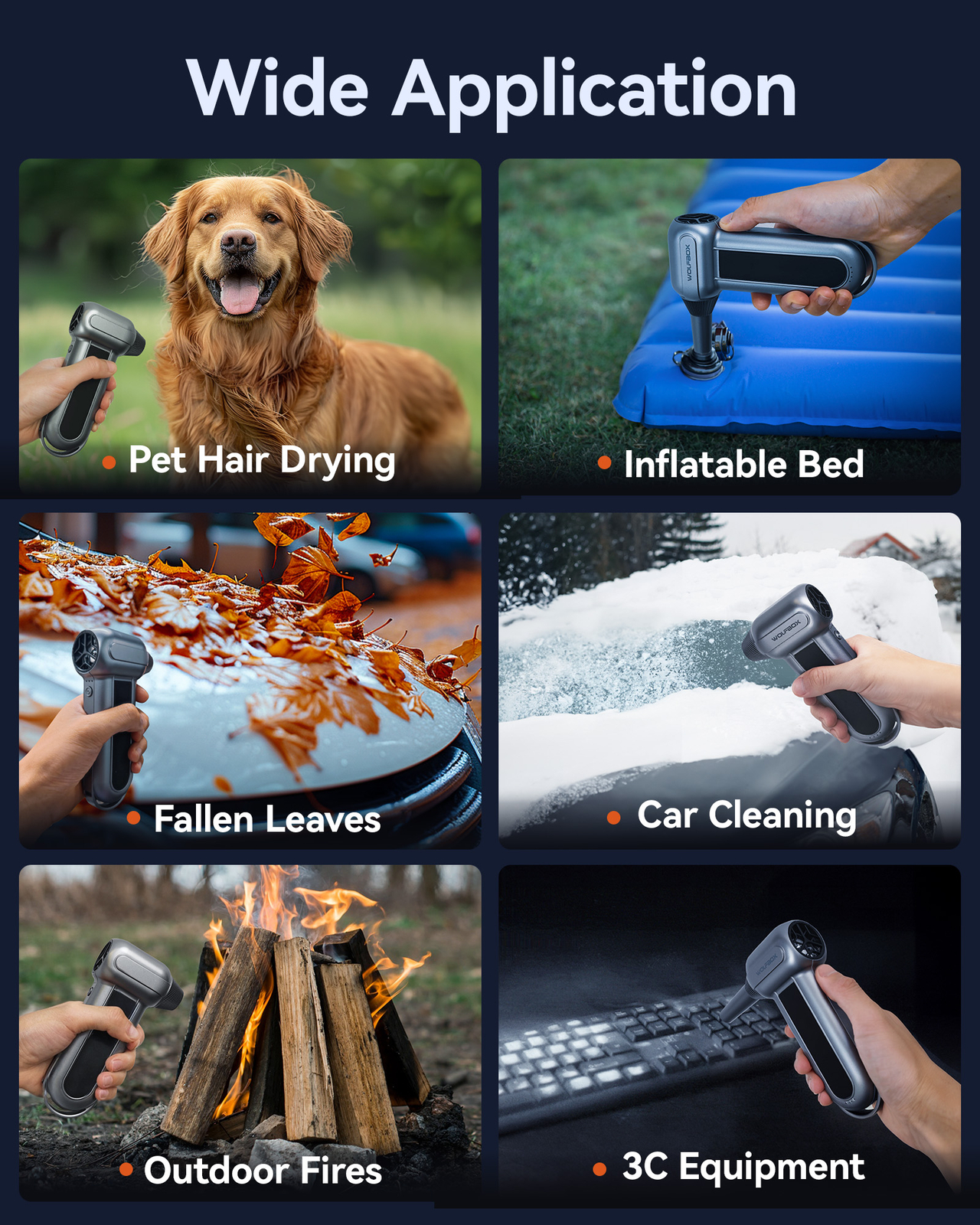 WOLFBOX MF100 Rechargeable Air Duster Cleaner 150000RPM 3-Gear Cordless for PC