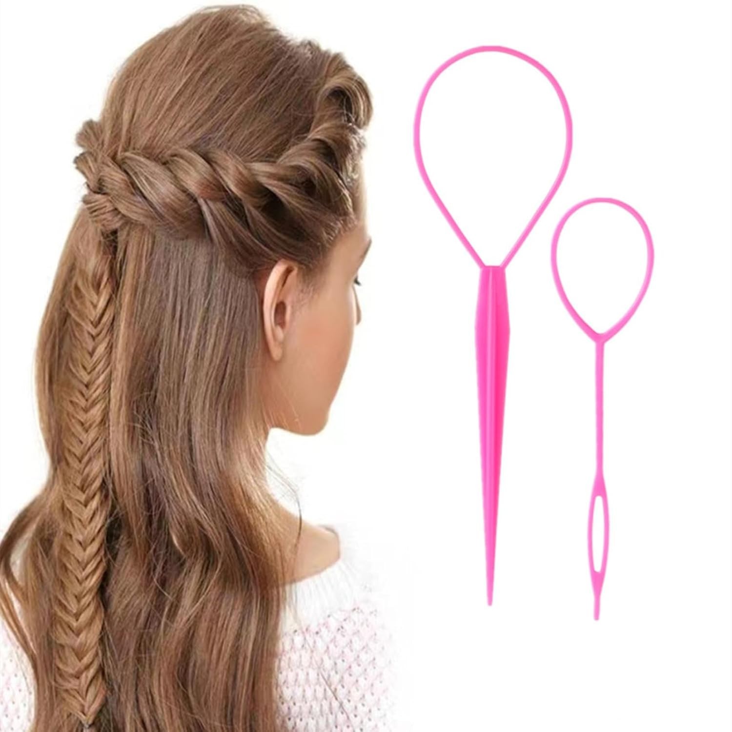 6pcs Topsy Tail and Hair Loop Styling Tool Set - Ponytail Makers, French Braid