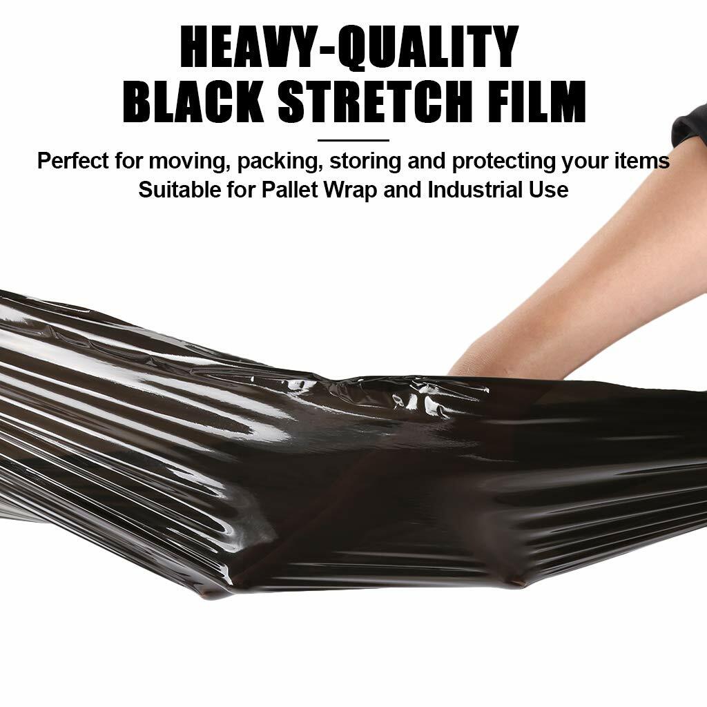 12 Rolls 5" x 1000FT 80 Gauge BLACK Stretch Shrink Film Hand Wrap With Handle